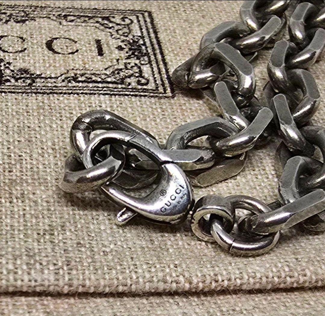 【超レア廃盤美品】GUCCI インターロッキングG グリーン ネックレス 燻加工