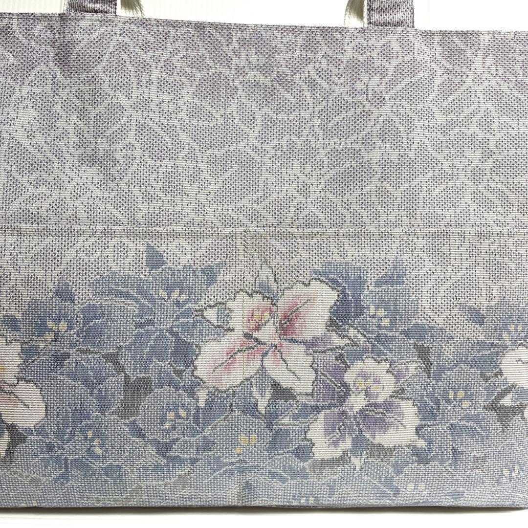 【まっきーです オーダー品】白大島紬リメイク2ウェイ大トートバッグ