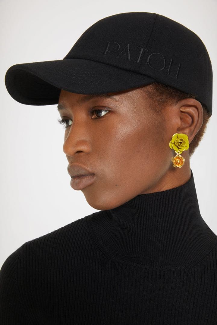 パトゥ PATOU 帽子 ウール ベースボール キャップ ブラック ロゴ