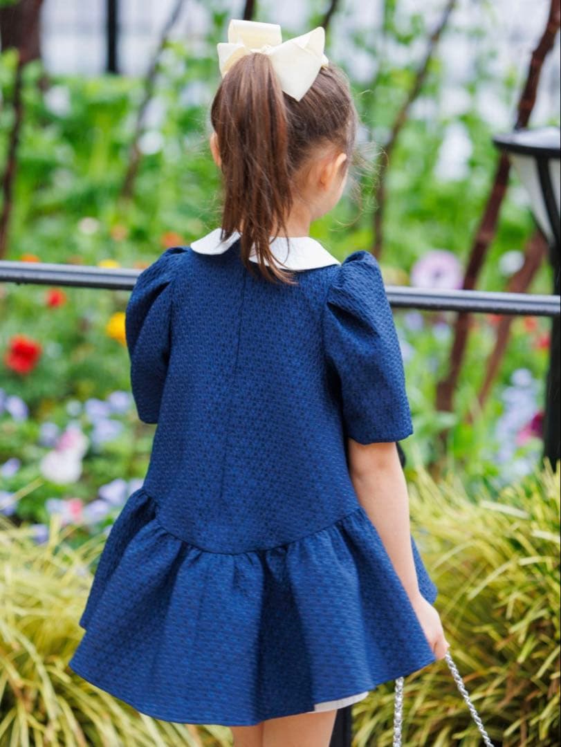 【売約済み】【未使用】Bluelea キッズジャガードドレス　ネイビー