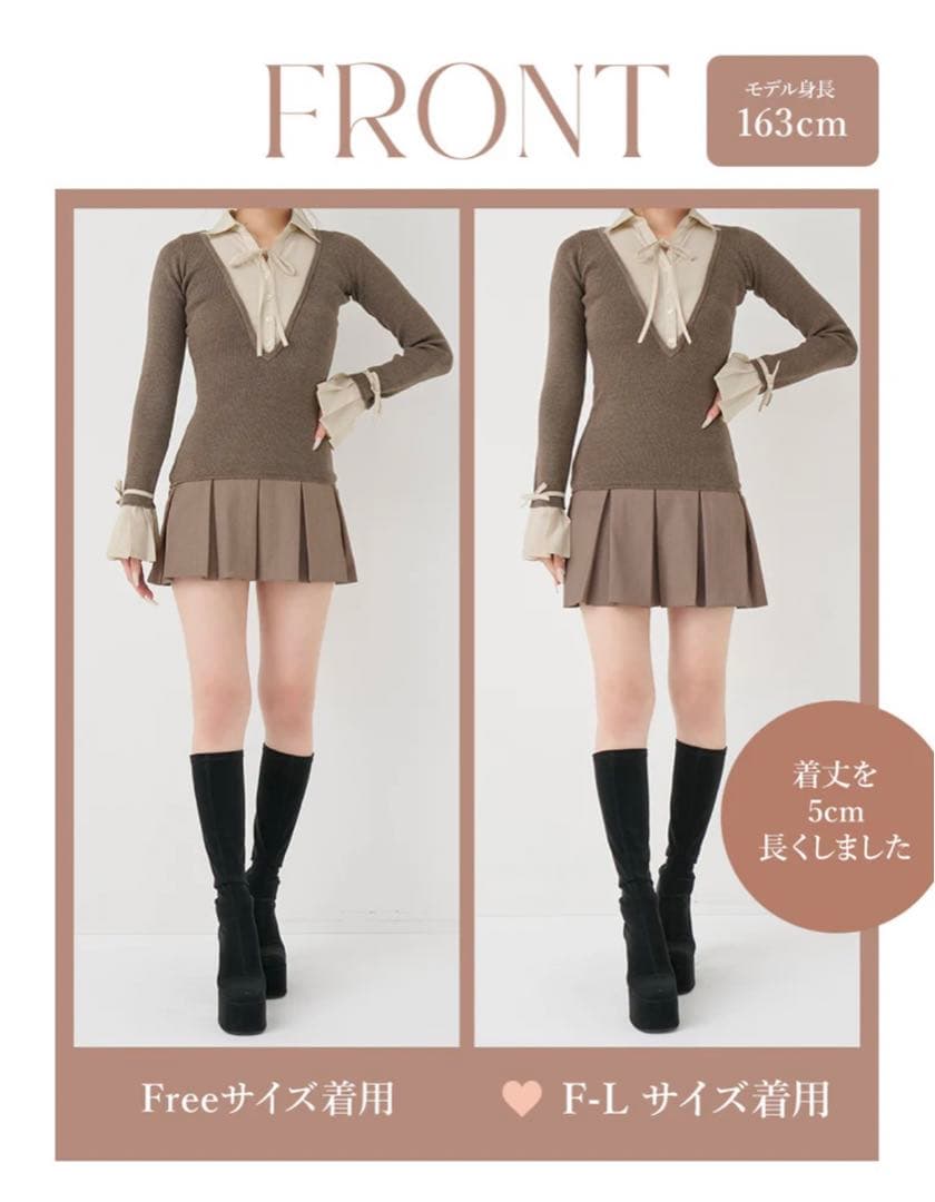 Darich シャツドッキングプリーツミニワンピース　F-L