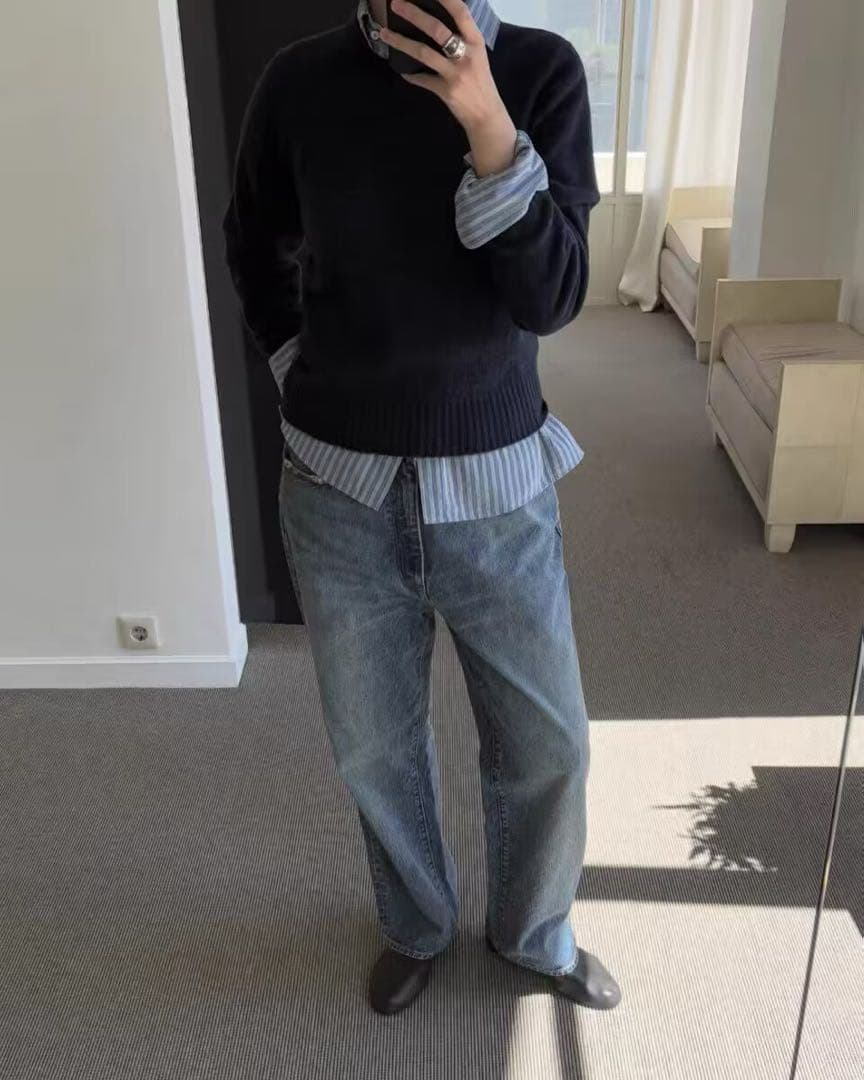 NOTHING WRITTEN フェーデッド ライト デニム パンツ