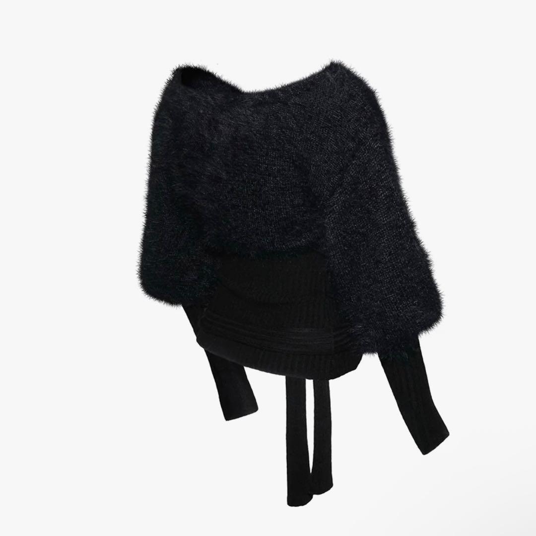 トップス theredthread S contrast zip knit black