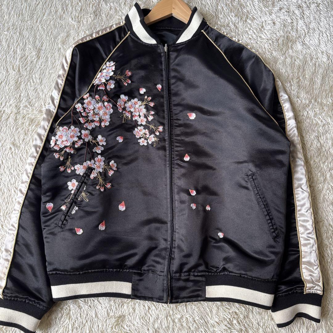【超人気◎】抜刀娘　スカジャン　リバーシブル　桜　和柄　刺繍　美品　完売モデル