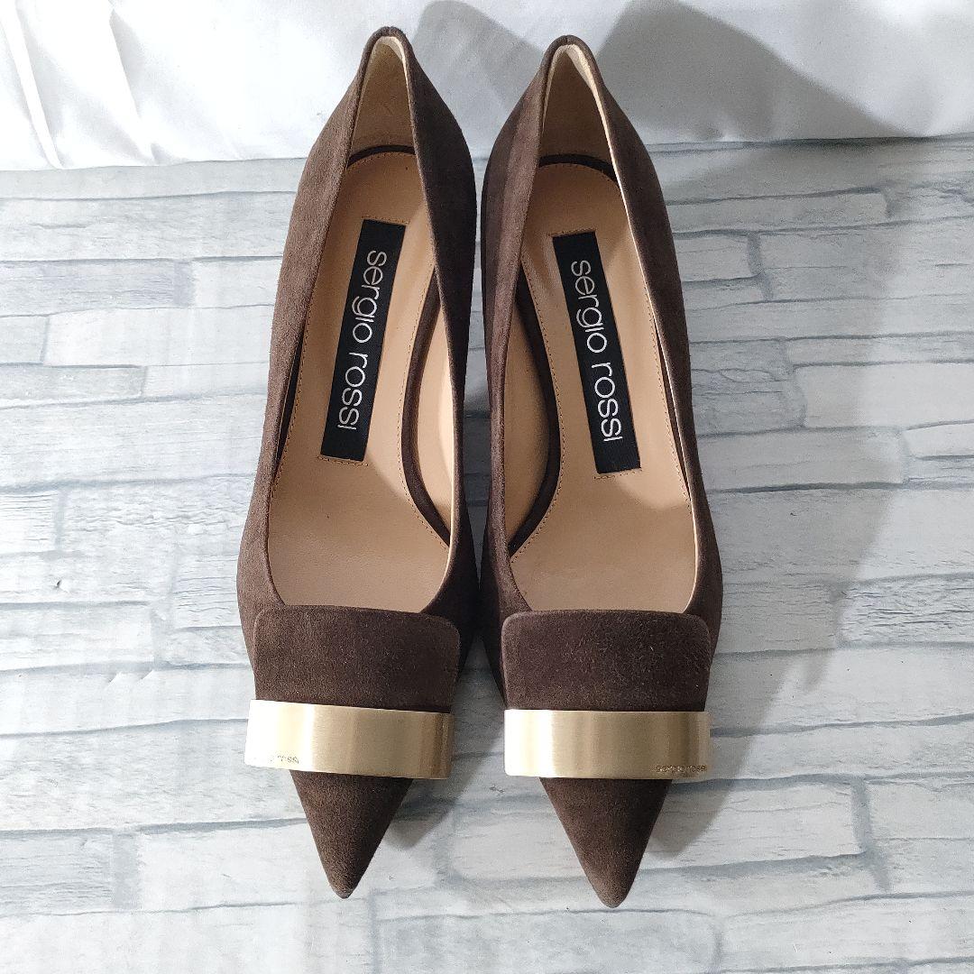未使用品✨セルジオロッシ　sr1　スウェードパンプス　ブラウン×ゴールド　36