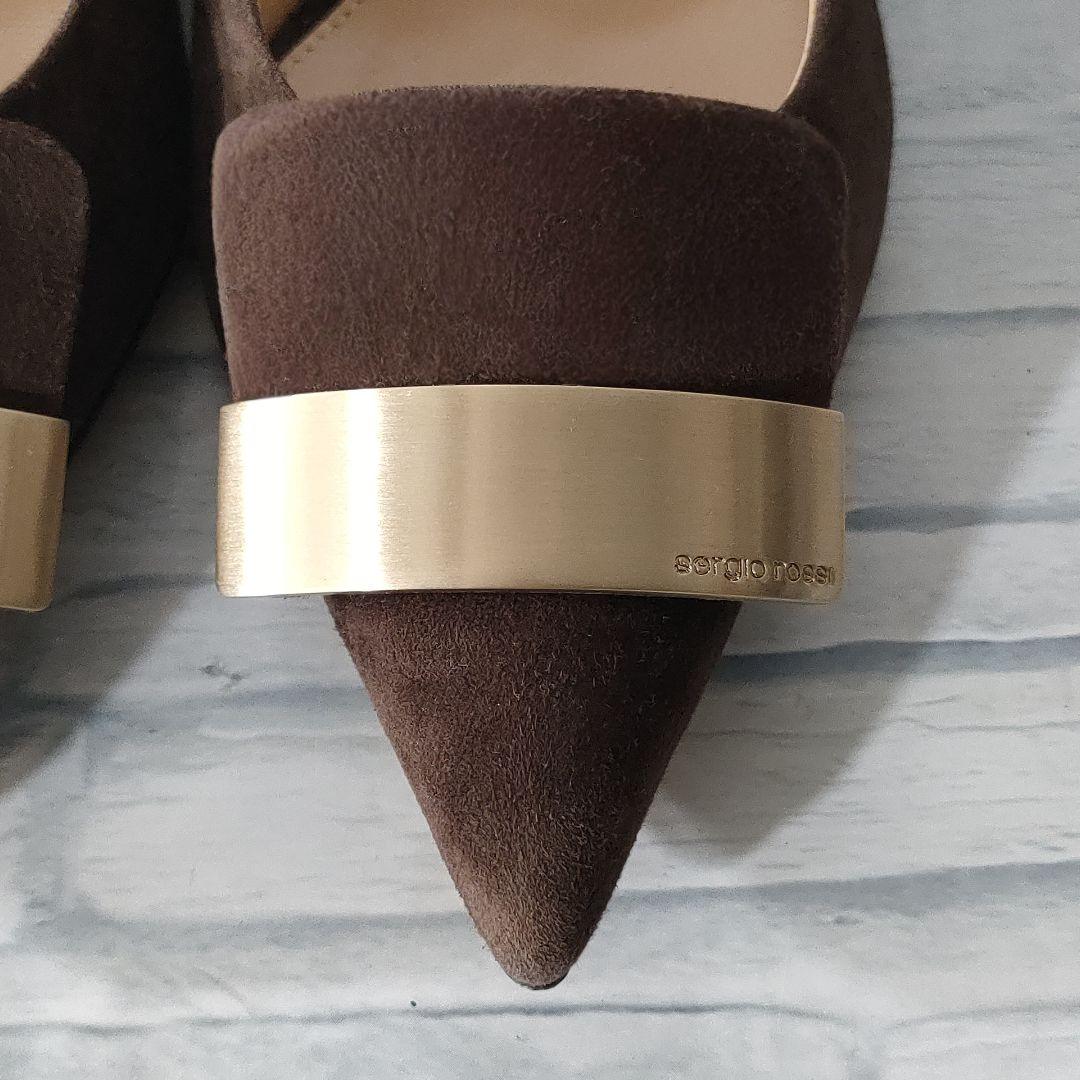 未使用品✨セルジオロッシ　sr1　スウェードパンプス　ブラウン×ゴールド　36