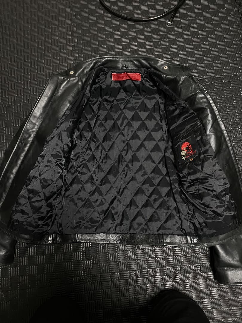 黒　牛革　レザーシングルライダースジャケット(韓国製)