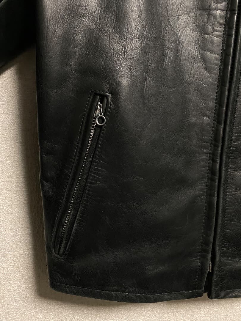 黒　牛革　レザーシングルライダースジャケット(韓国製)