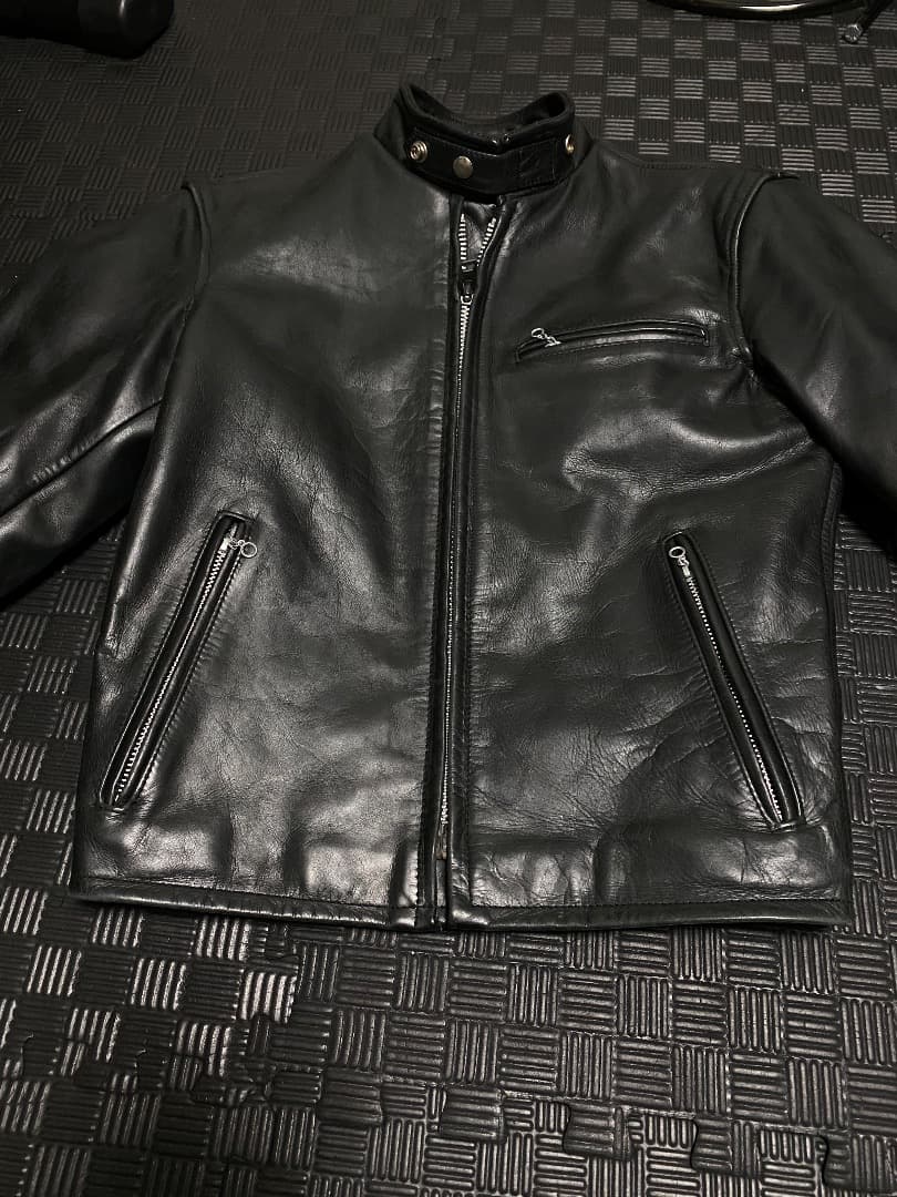 黒　牛革　レザーシングルライダースジャケット(韓国製)
