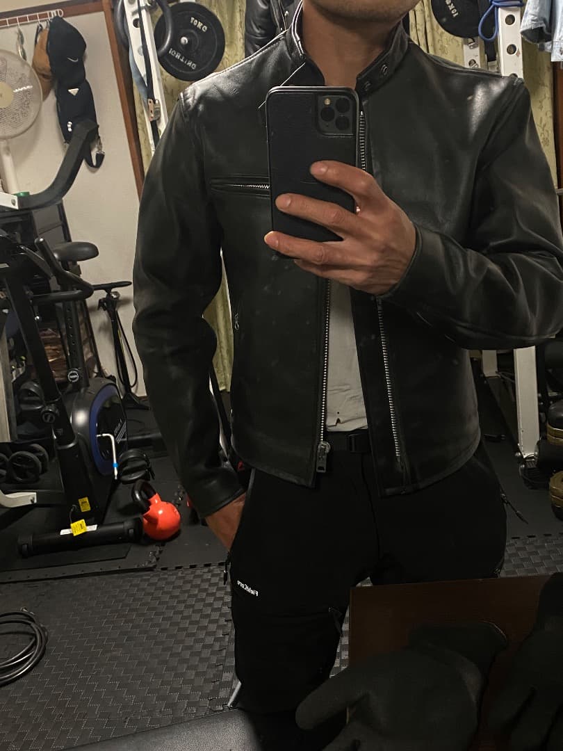 黒　牛革　レザーシングルライダースジャケット(韓国製)