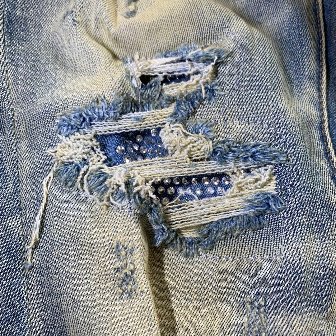 mnml ミニマル【新品未使用品】ラインストーンストレッチスキニーデニム 30