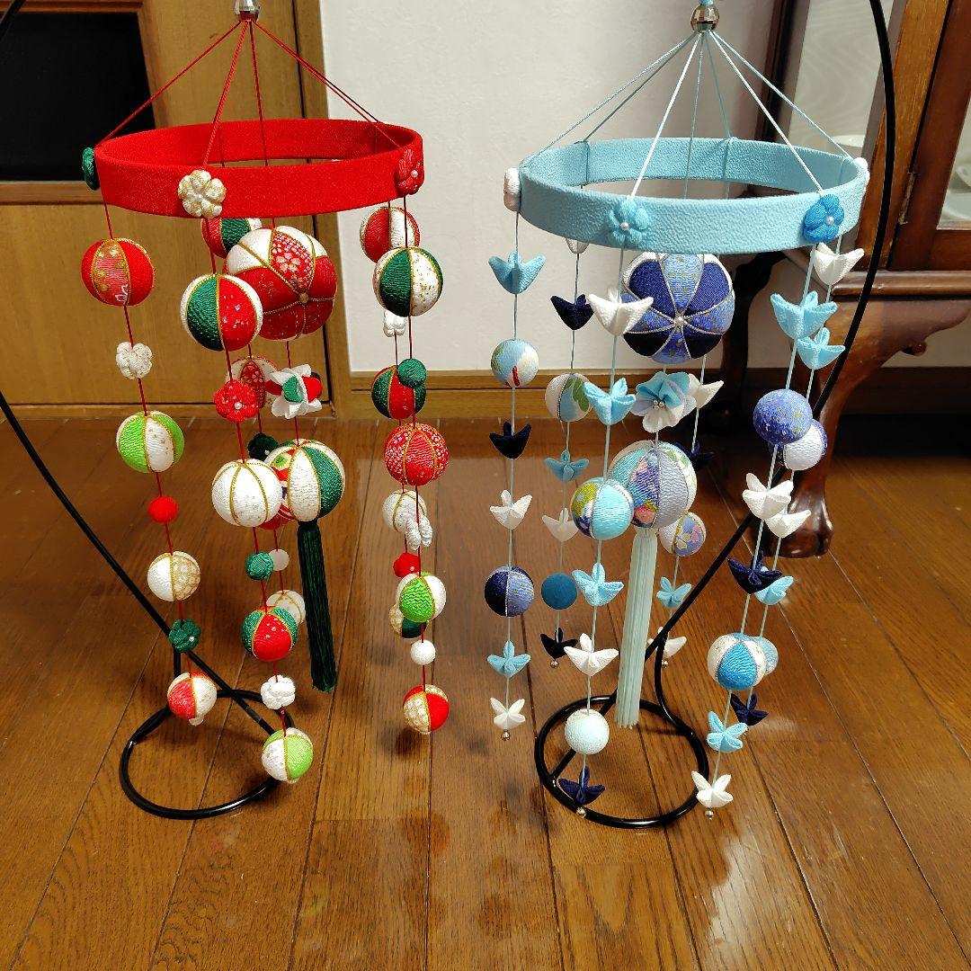 ちりめん細工　クリスマスの下げ飾りと 夏の下げ飾り　　おーさかーな