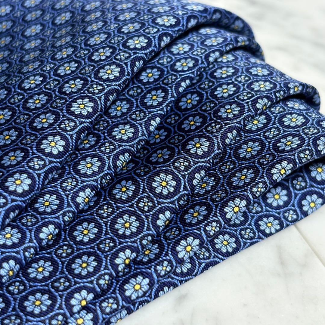 dunhill ネクタイ ネイビー ブルー 花柄 パターン柄