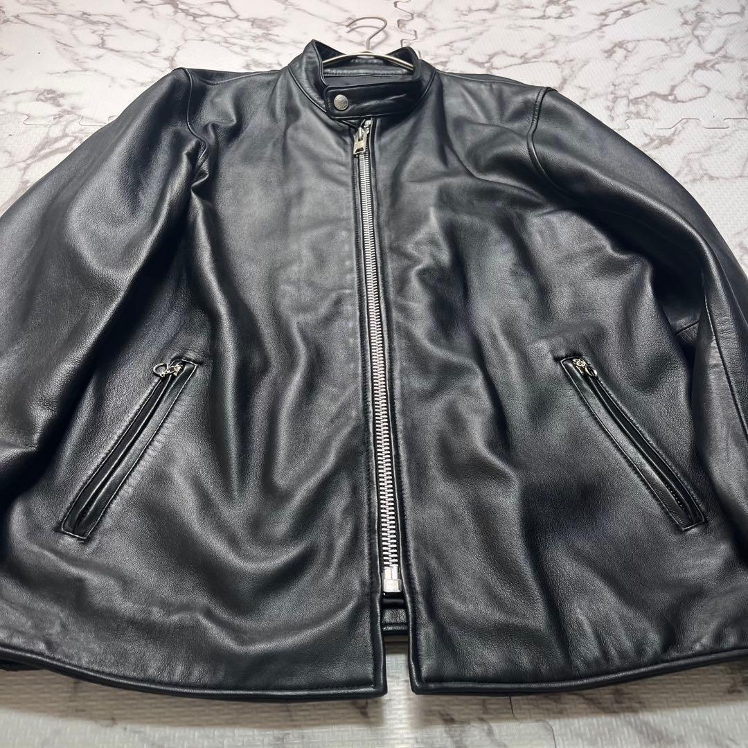 Lサイズ/美品✨schott シングルライダース ラムレザー 羊革　黒