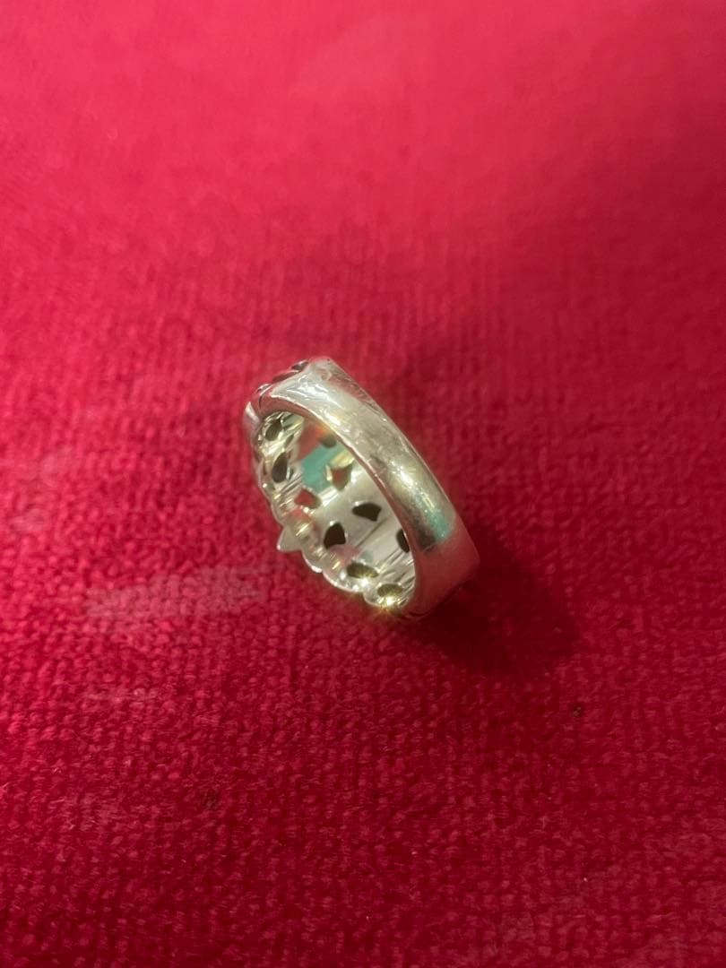 クロム風シルバーリング13号　925 Chrome Heartsモチーフ即日発送