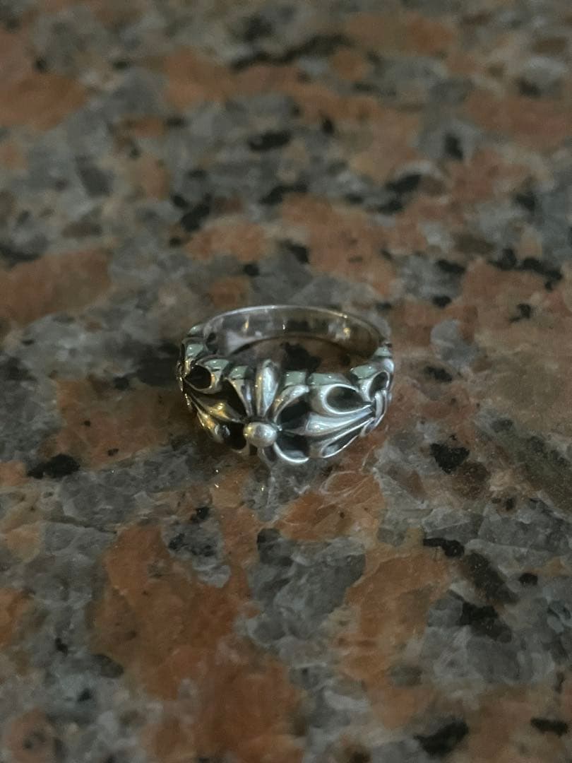 クロム風シルバーリング13号　925 Chrome Heartsモチーフ即日発送