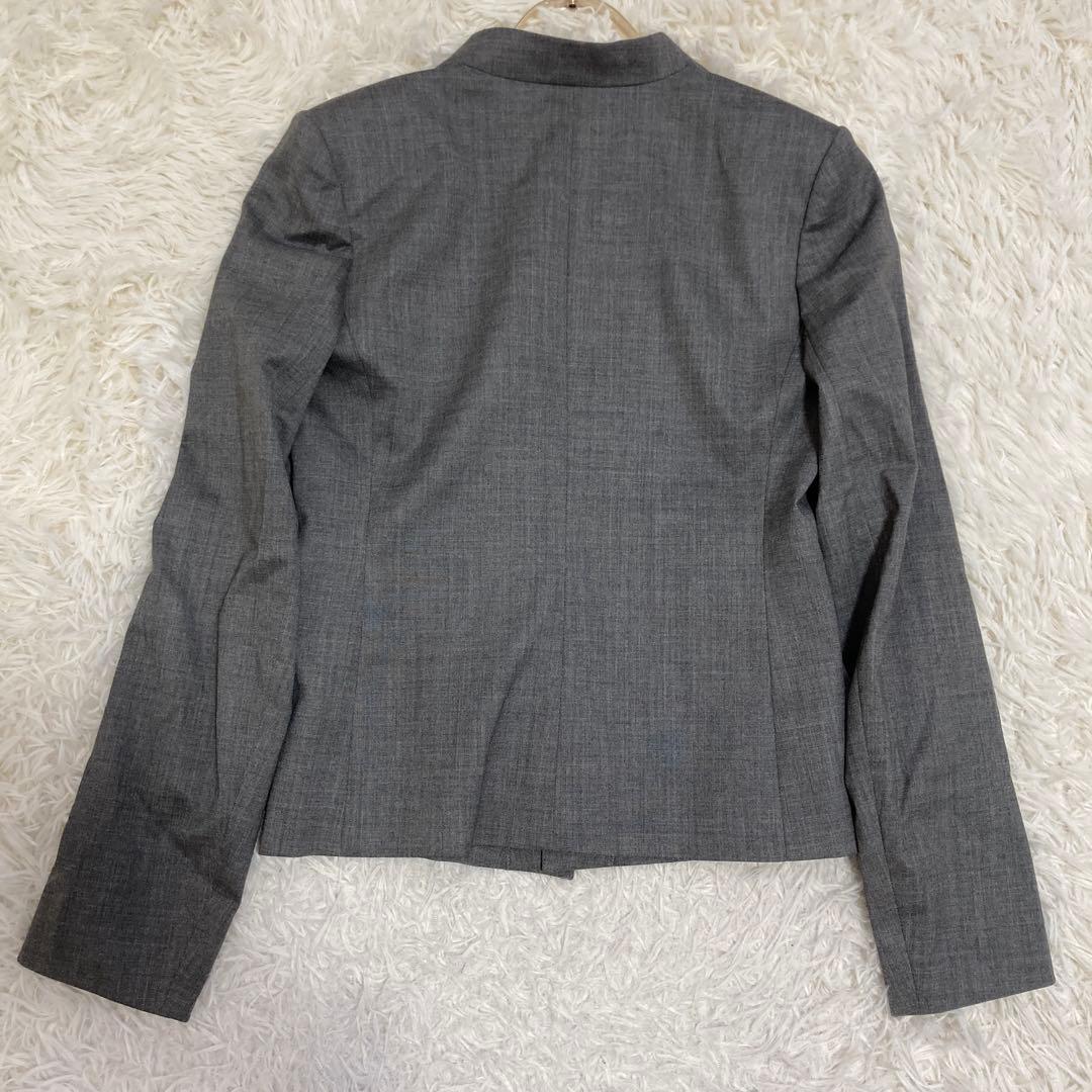 theory セットアップ ノーカラースーツ グレー 2 オフィス フォーマル