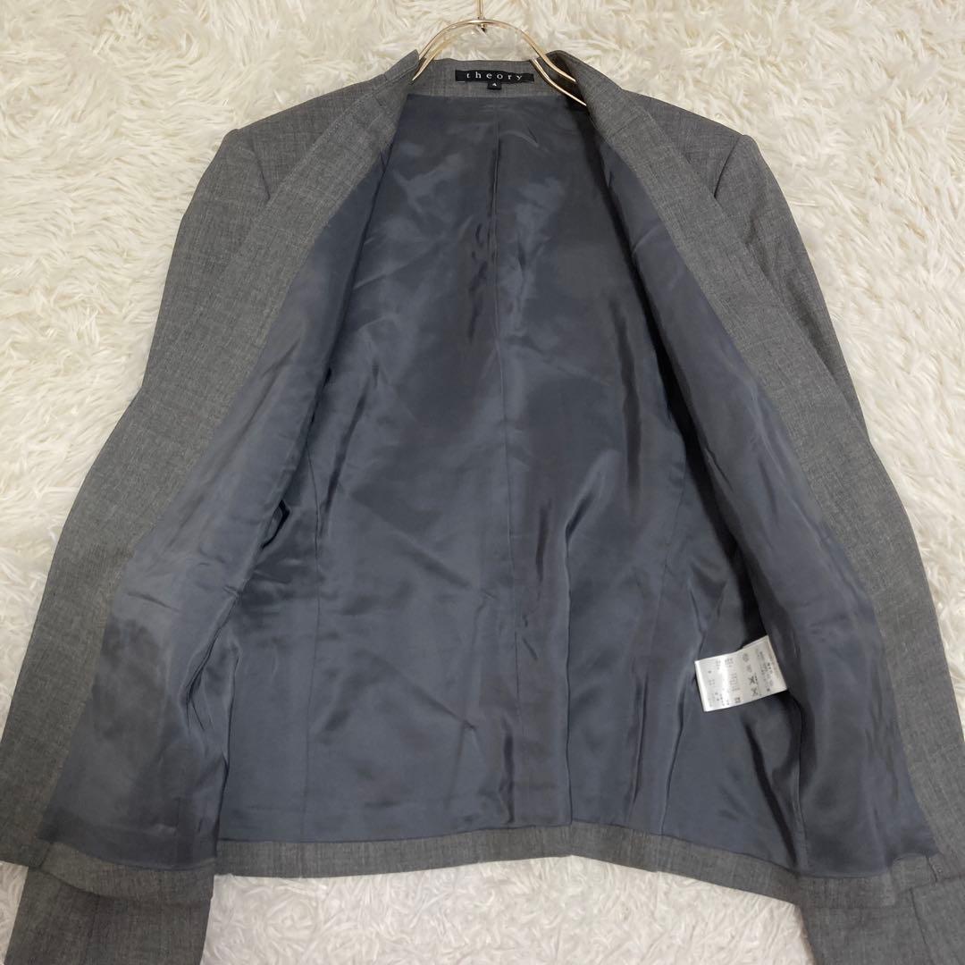 theory セットアップ ノーカラースーツ グレー 2 オフィス フォーマル