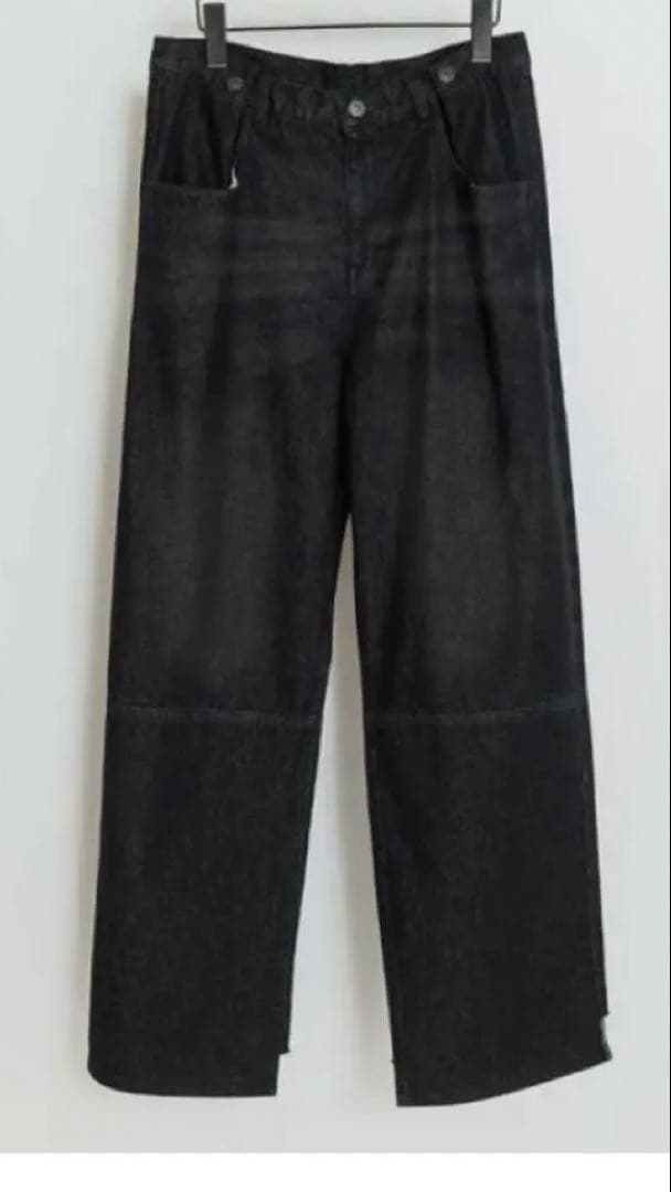 新品YENN タック ベルト デザイン 40 イエン ブラック デニムパンツ