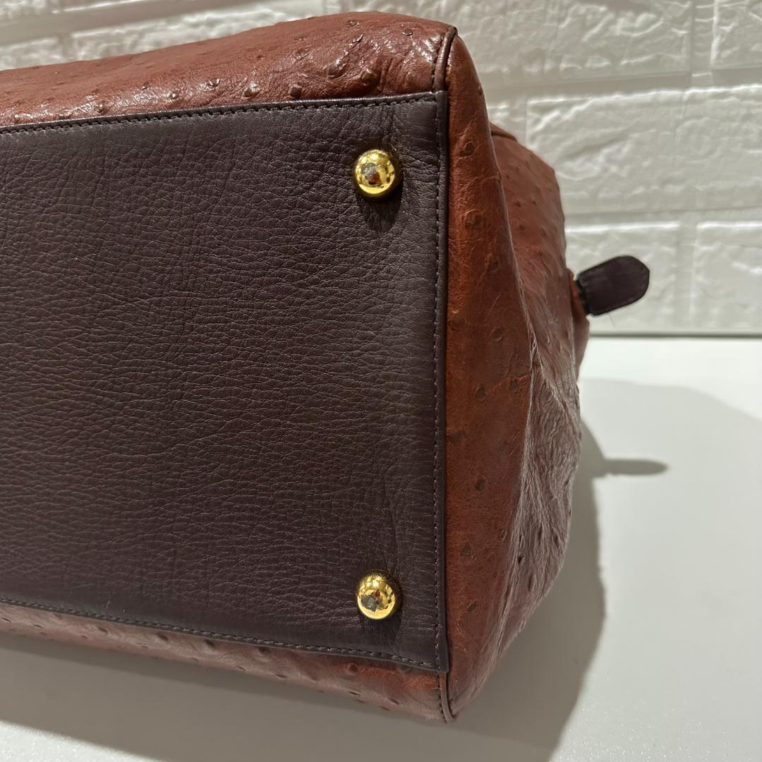 beau dessin ボストンバッグ ブラウン　オーストリッチ