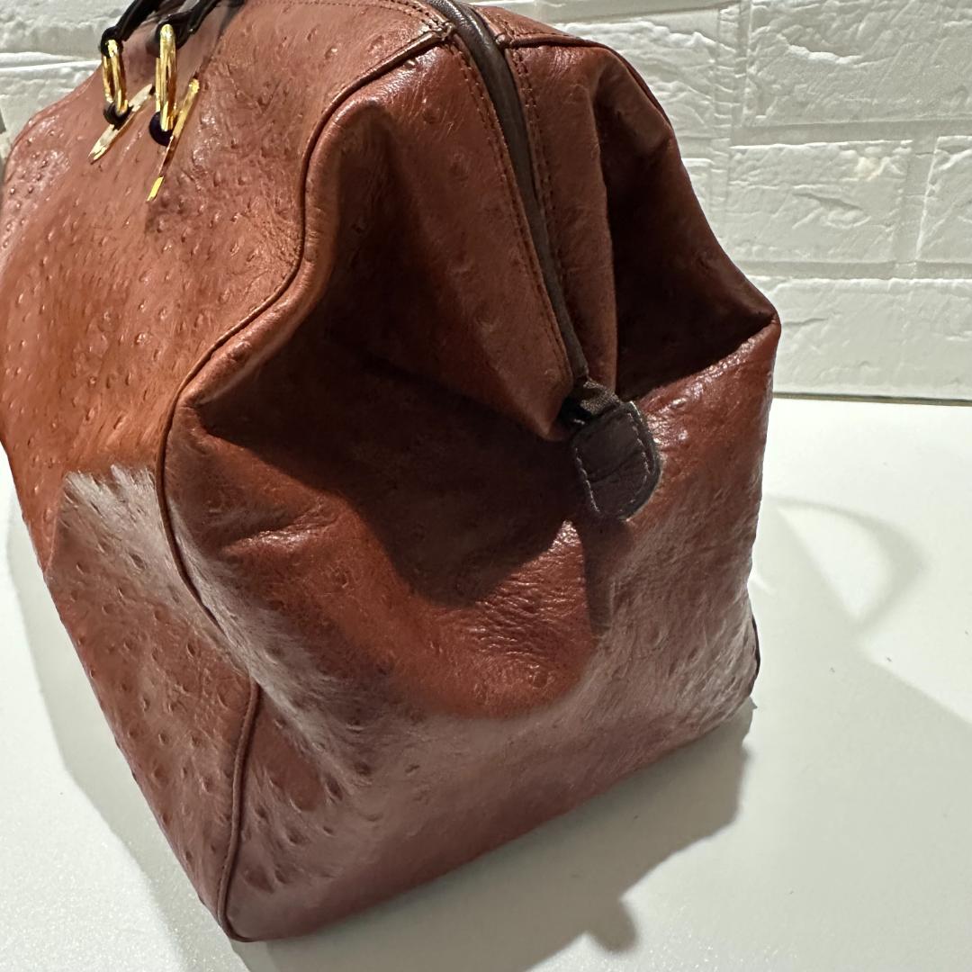 beau dessin ボストンバッグ ブラウン　オーストリッチ