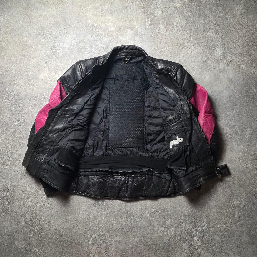 90sPoloSportsポロレザーレーシングジャケットライダースバイカーバイク