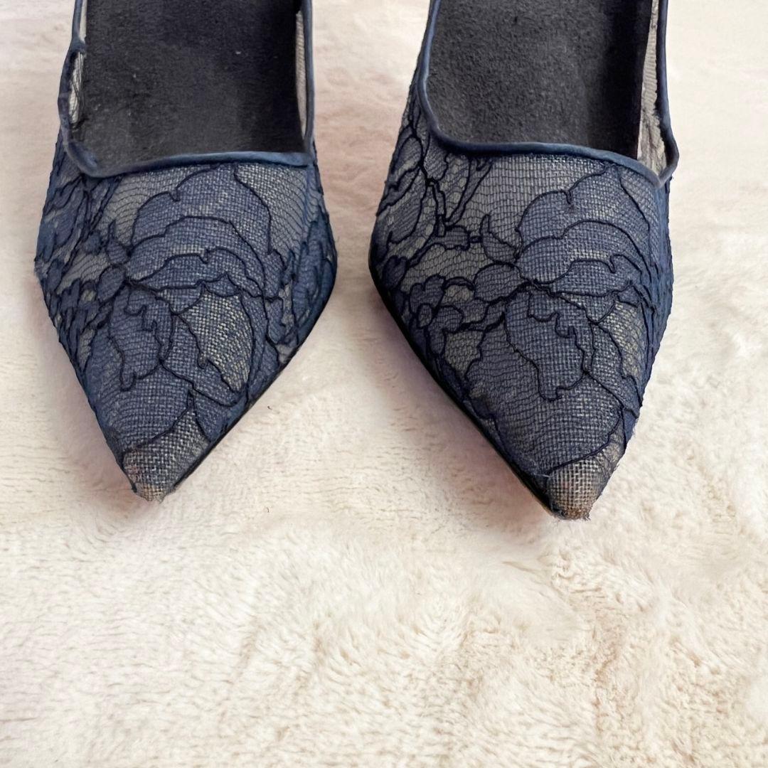 クリスチャンルブタン サテン レース　花柄　ヒール 36 1/2　23.5cm