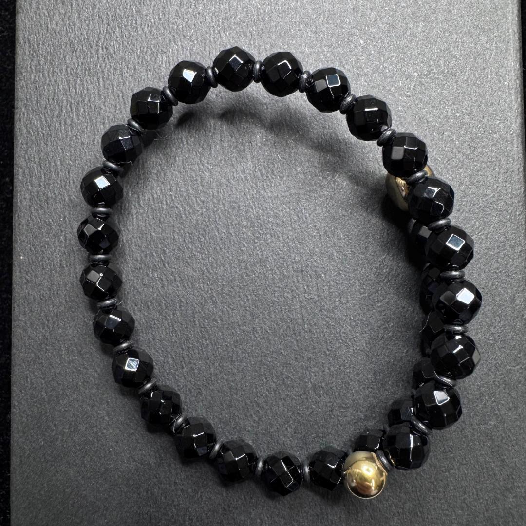 【美品】 ファイテン クリスタル ブレスレット オニキス フリーL