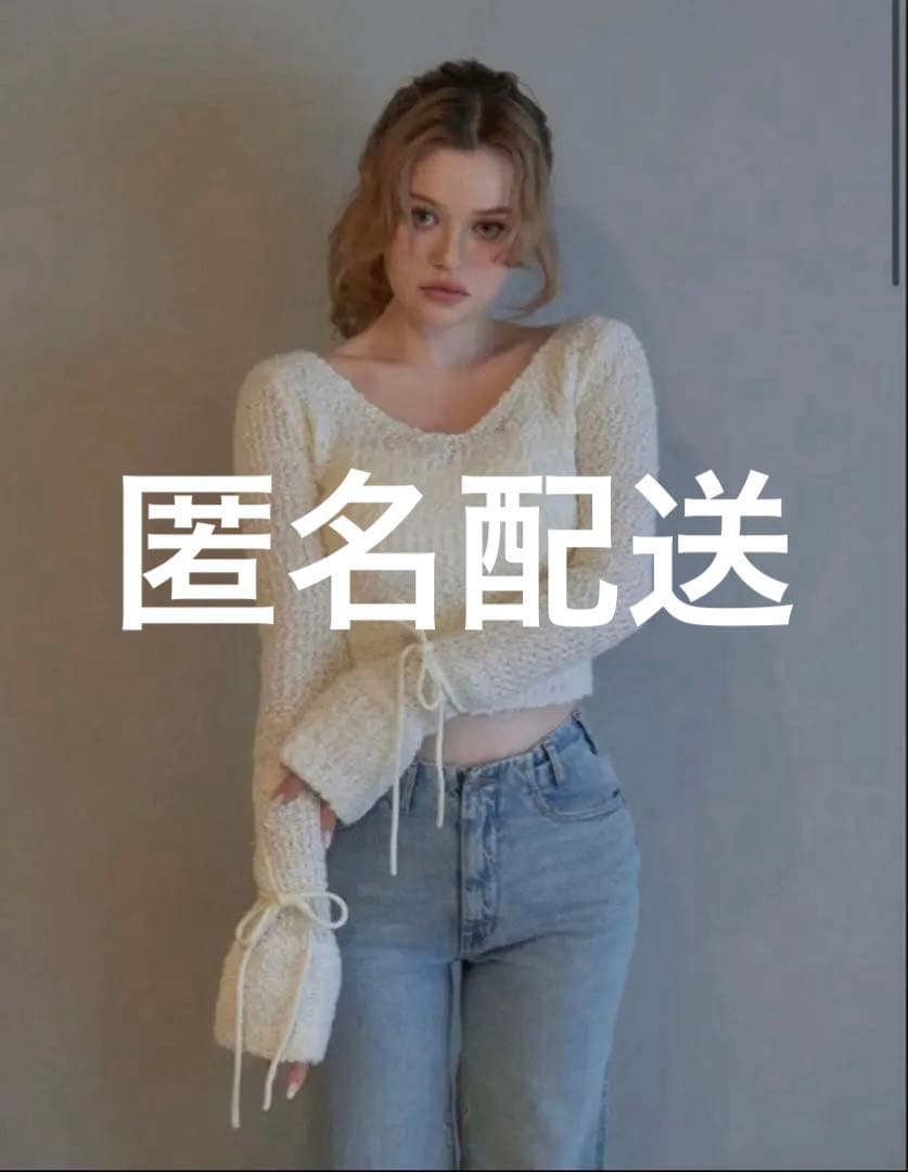 andmary Lily ribbon tops リボン　リリー　white