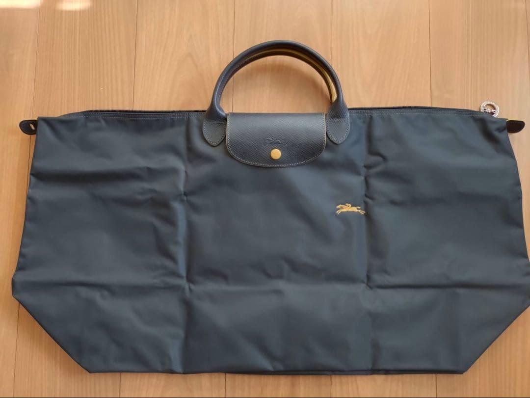 Longchampダークグレー ナイロン ボストンバック