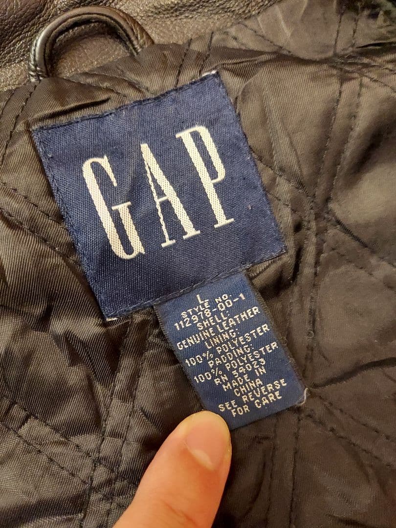 【美品】90s old GAP ブラック レザージャケット L 襟付き