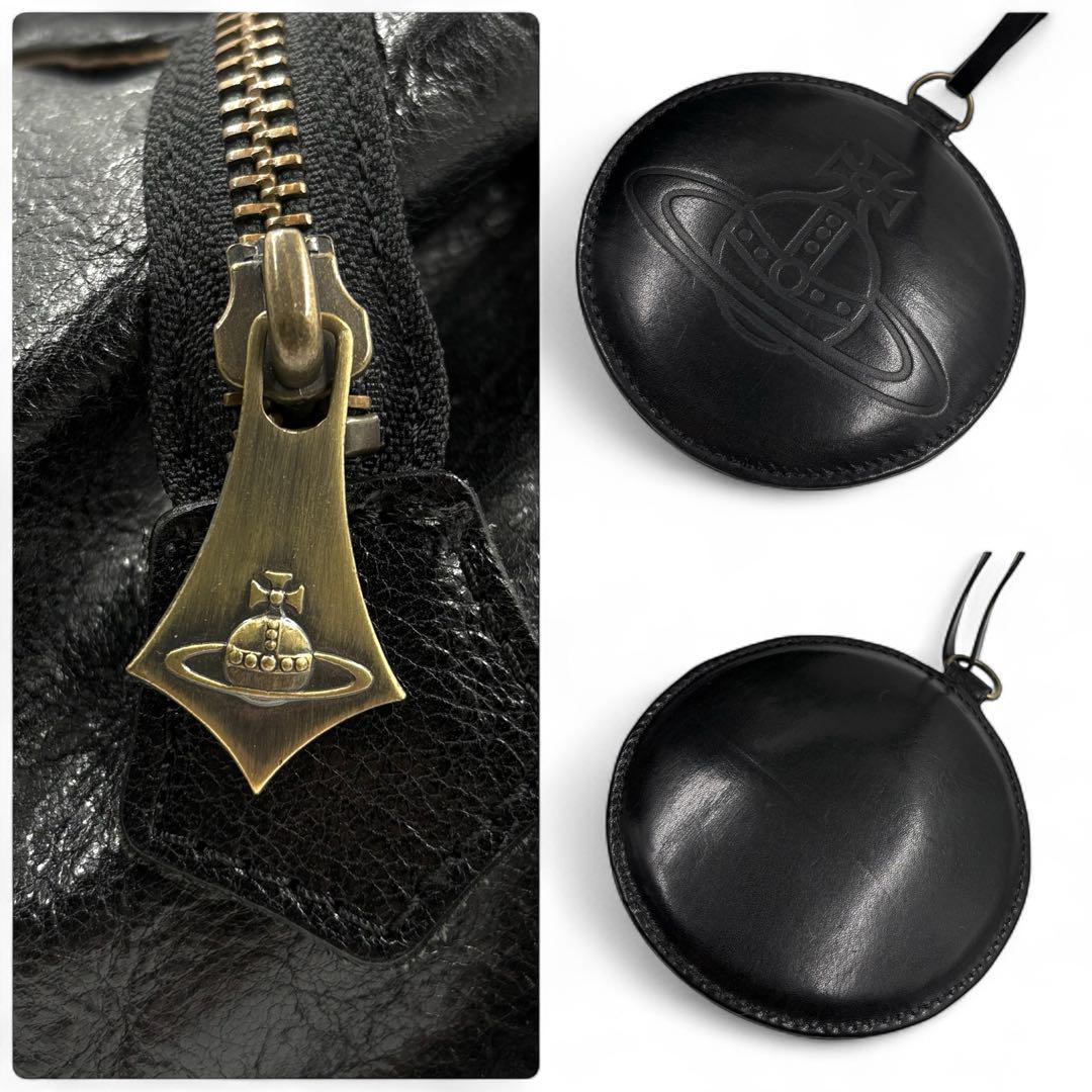 ヴィヴィアンウエストウッド ミニボストンバッグ オーブ ブラック レザー y2k