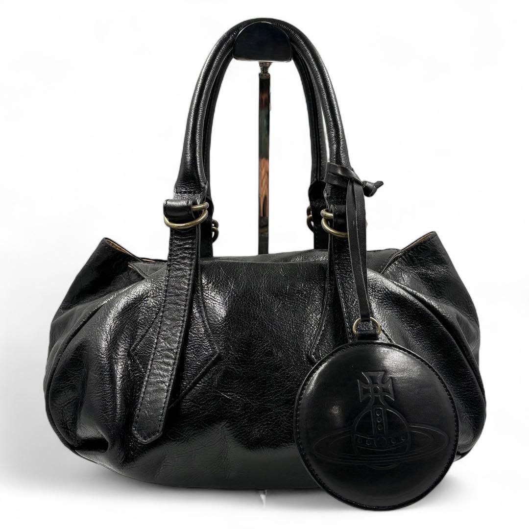 ヴィヴィアンウエストウッド ミニボストンバッグ オーブ ブラック レザー y2k