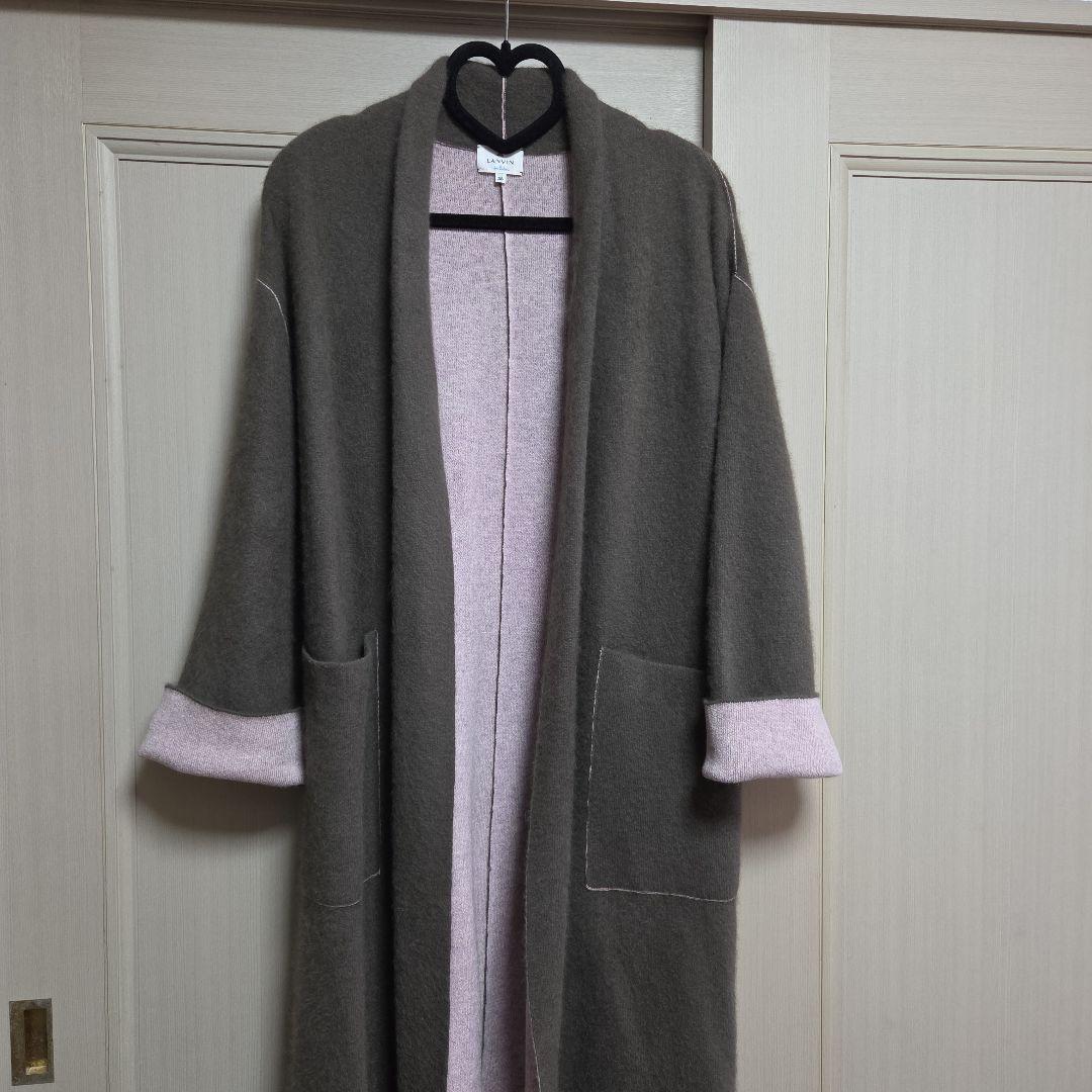 ランバンオンブルー　ロングカーディガン　ブラウン×ピンク美品