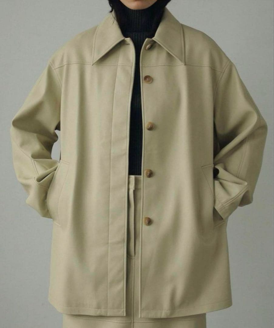 【anuke】Ecoleather Over Jacket 38 クリーム