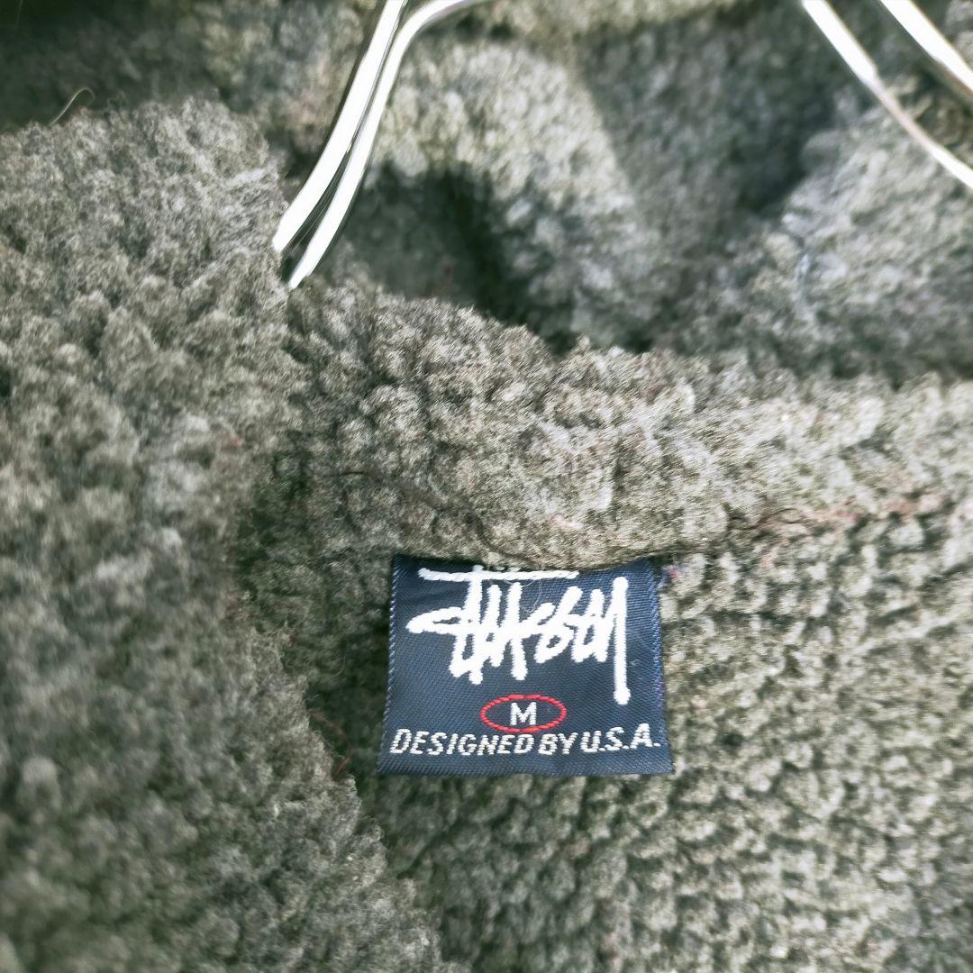 old stussy ステューシー フード付き ナイロンジャケット ボア 紺タグ