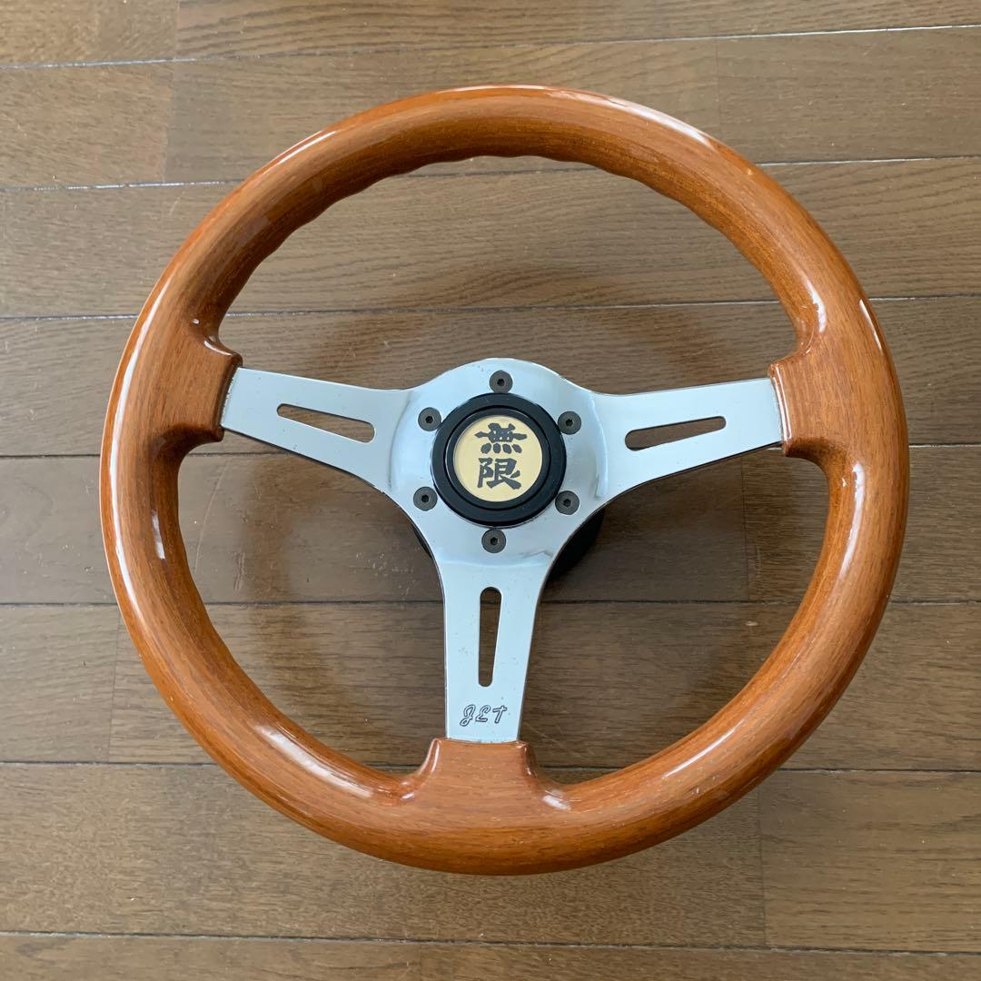 当時物　ウッド製　32Φ 3スポークステアリングホイール