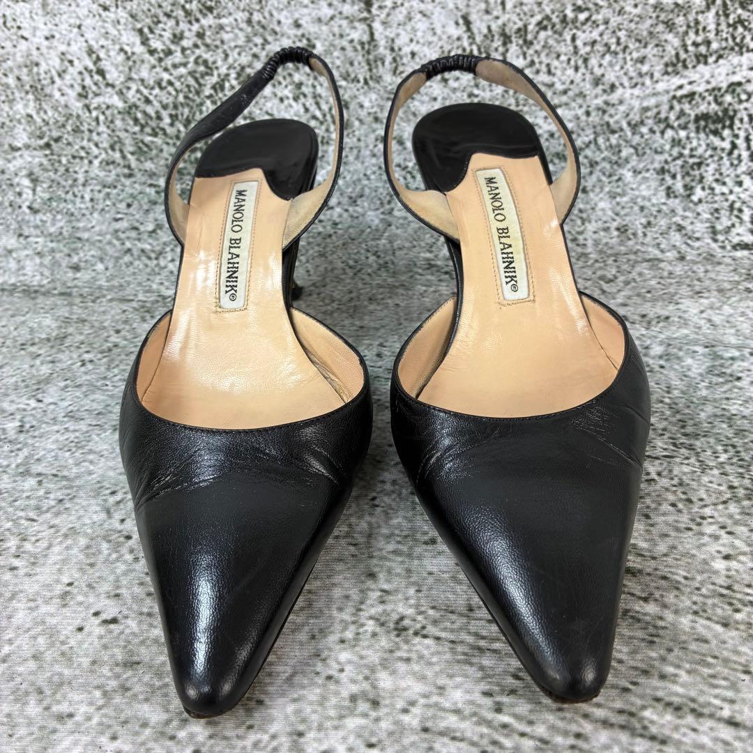 マノロブラニク ミュール ブラック レザー