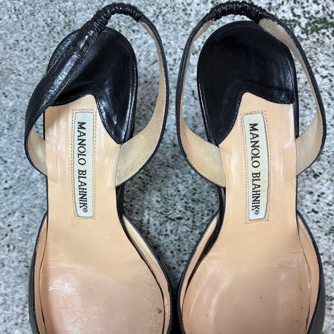 マノロブラニク ミュール ブラック レザー