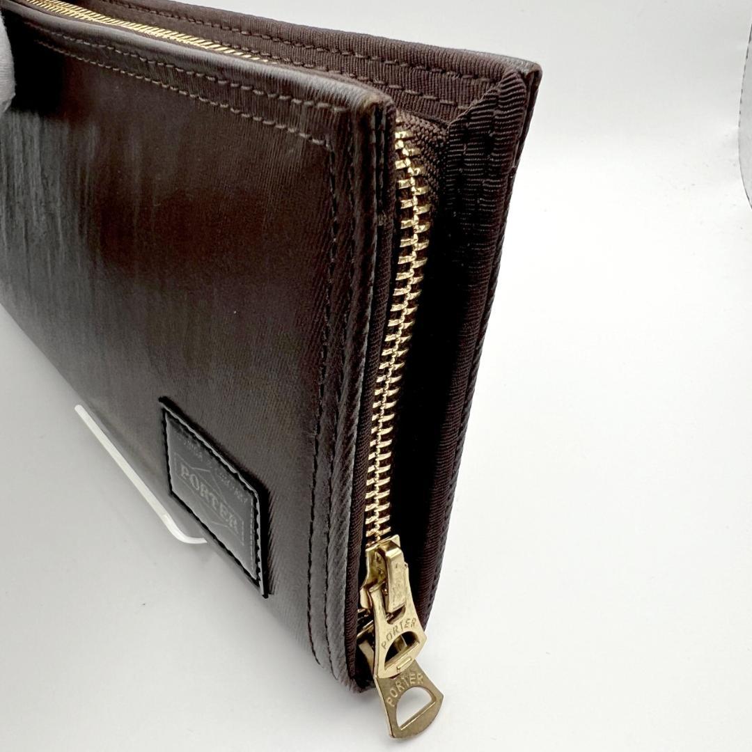 未使用 ポーター☆メンズ ジッピーウォレット 長財布 ナイロン加工 濃茶 日本製