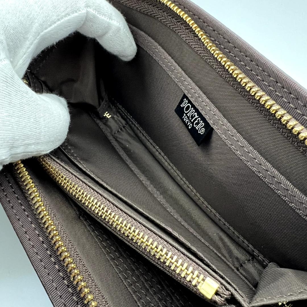 未使用 ポーター☆メンズ ジッピーウォレット 長財布 ナイロン加工 濃茶 日本製