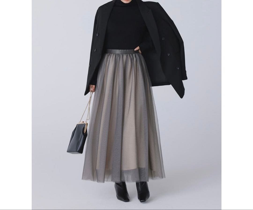 アニュアンス　シアーボリュームチュールスカート　新品　ロングスカート　マキシ