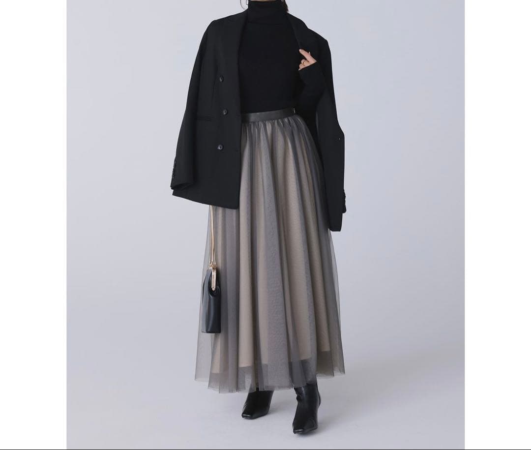 アニュアンス　シアーボリュームチュールスカート　新品　ロングスカート　マキシ