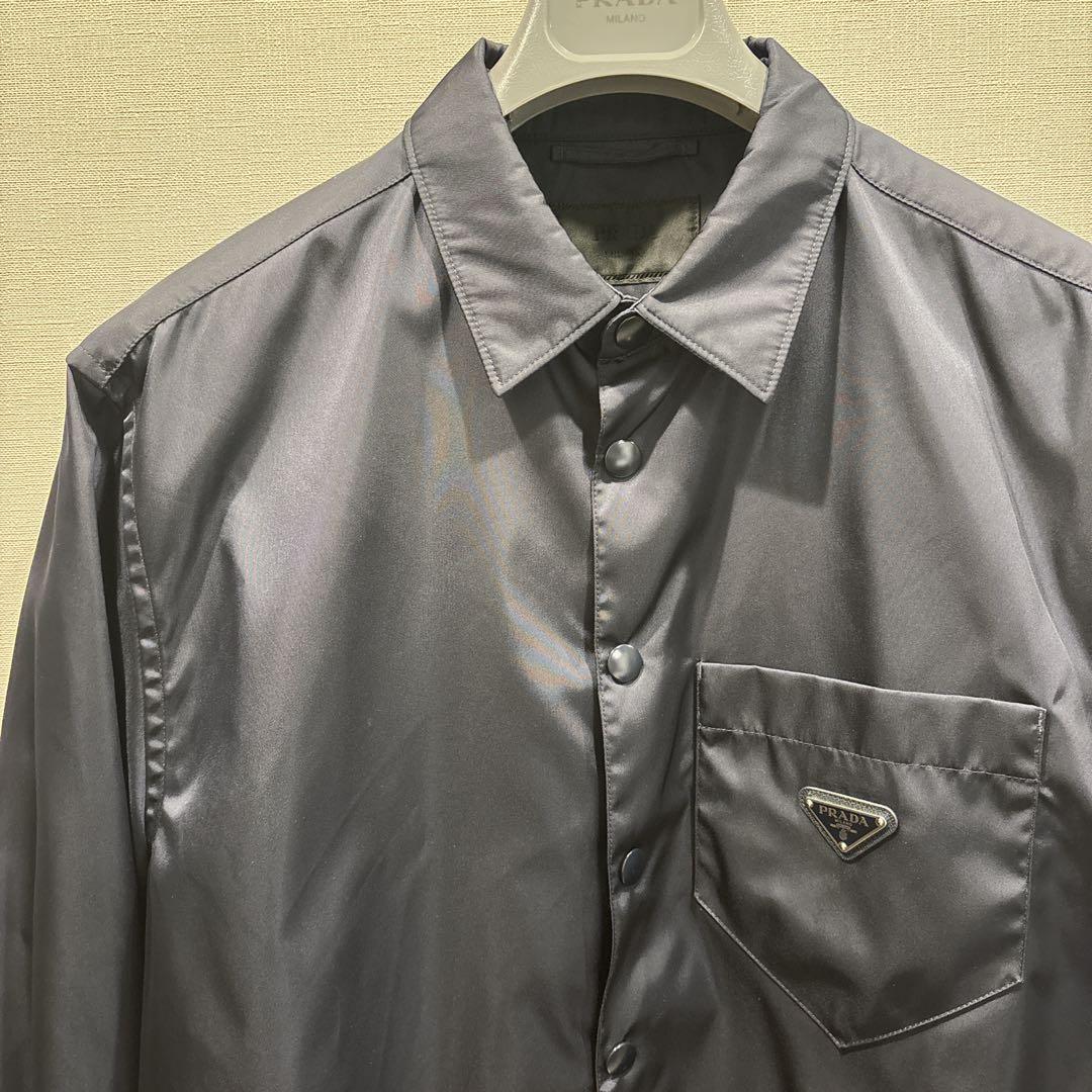 美品　PRADA Re-Nylon シャツ　三角ロゴ　XL 紺