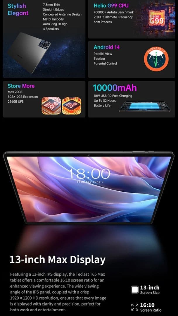 美品 Teclast T65 Max 13インチ タブレット本体 256GB