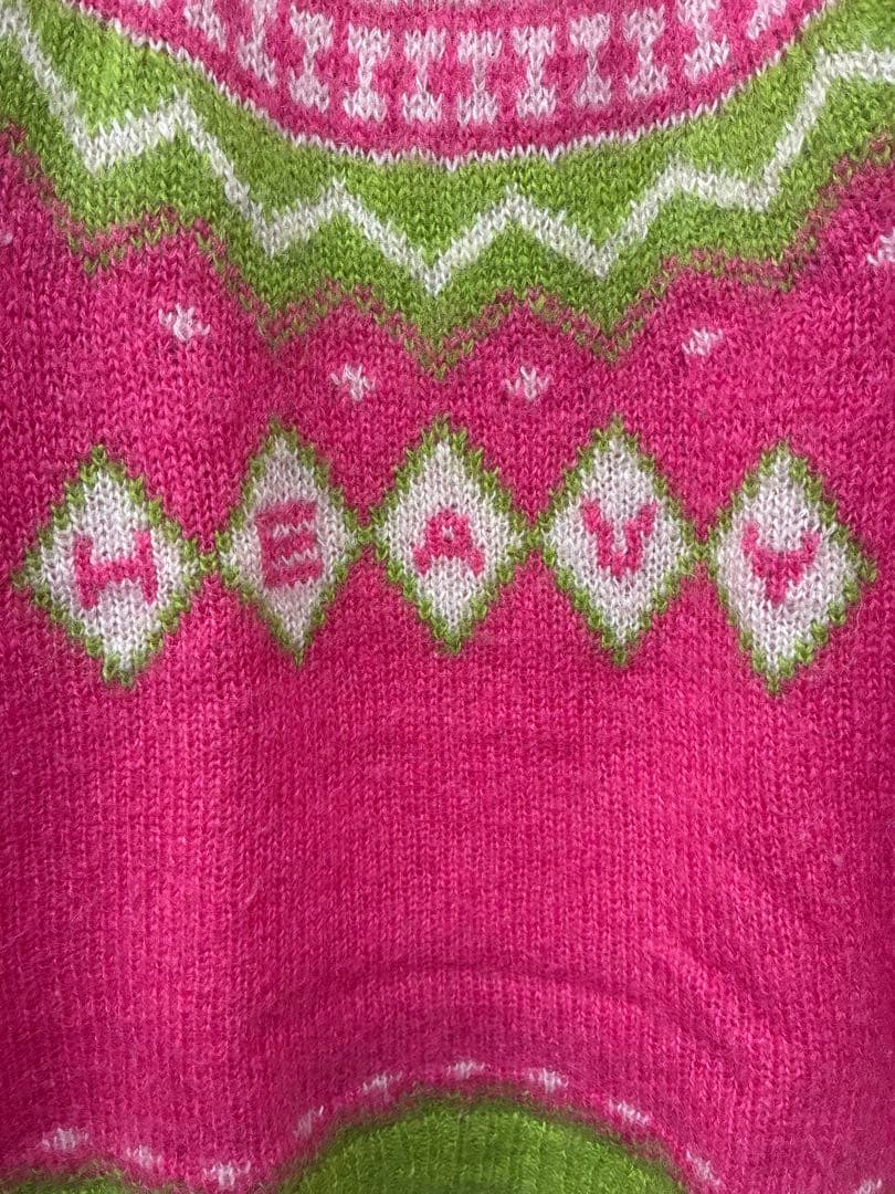 ヒステリックグラマー　モヘアノルディック柄セーター 長袖 ピンク・グリーン