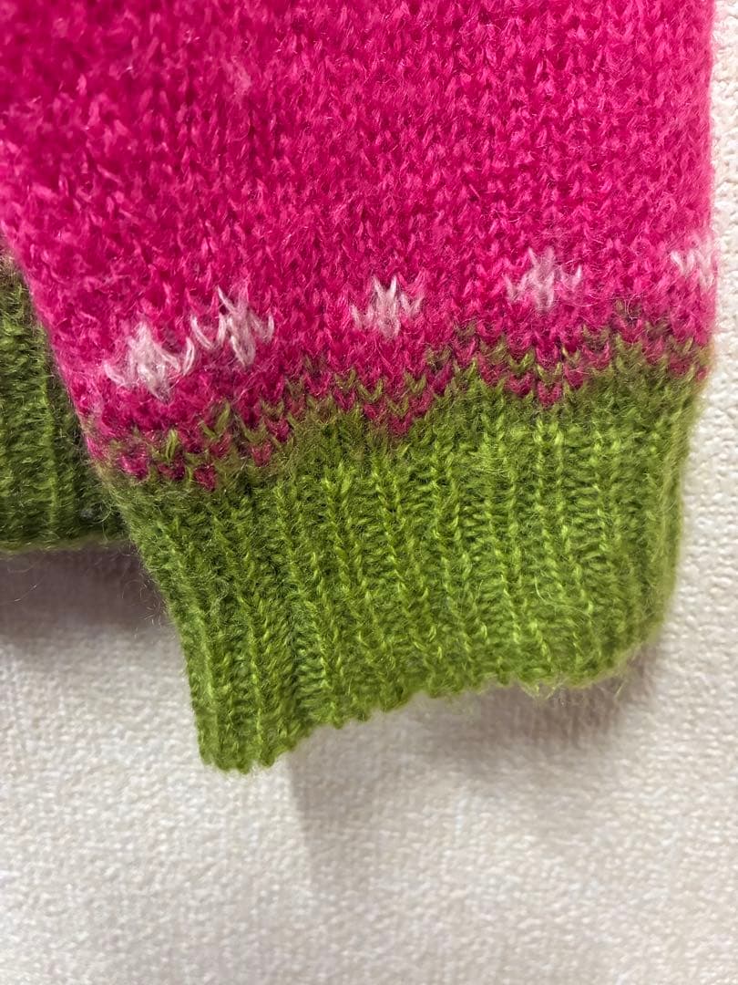 ヒステリックグラマー　モヘアノルディック柄セーター 長袖 ピンク・グリーン