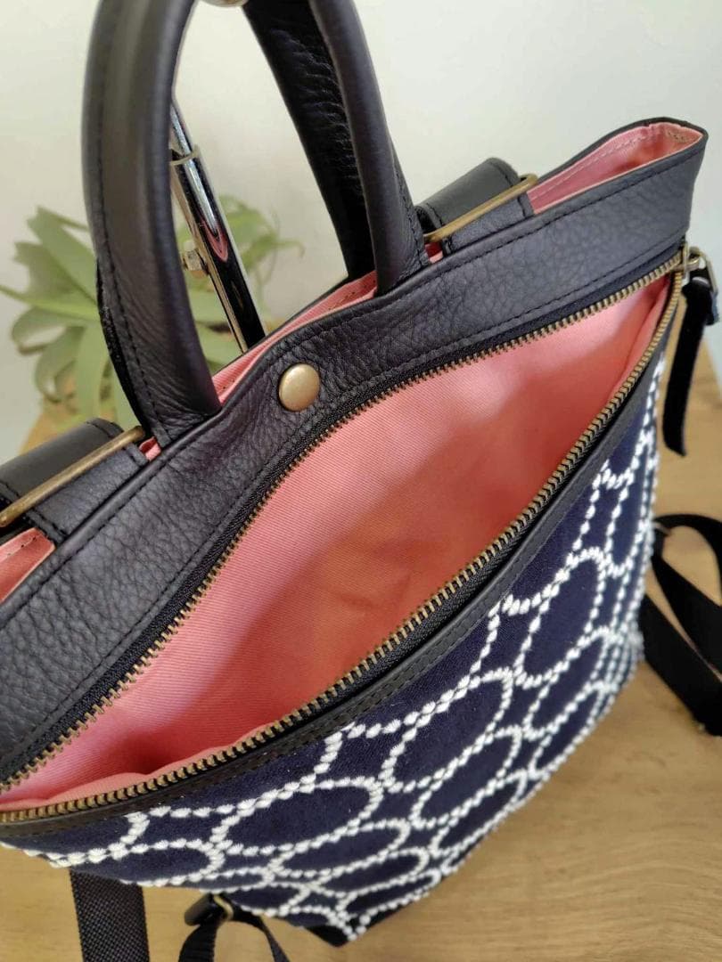 【専用】/2025tambourineタンバリンネイビー×白/牛革A4トー