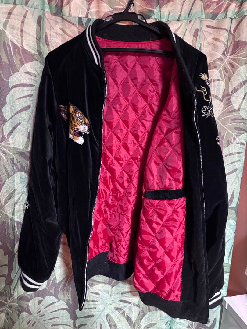 は*と様 星姫別珍スカジャン黒 スカジャン 虎 ドラゴン 横須賀