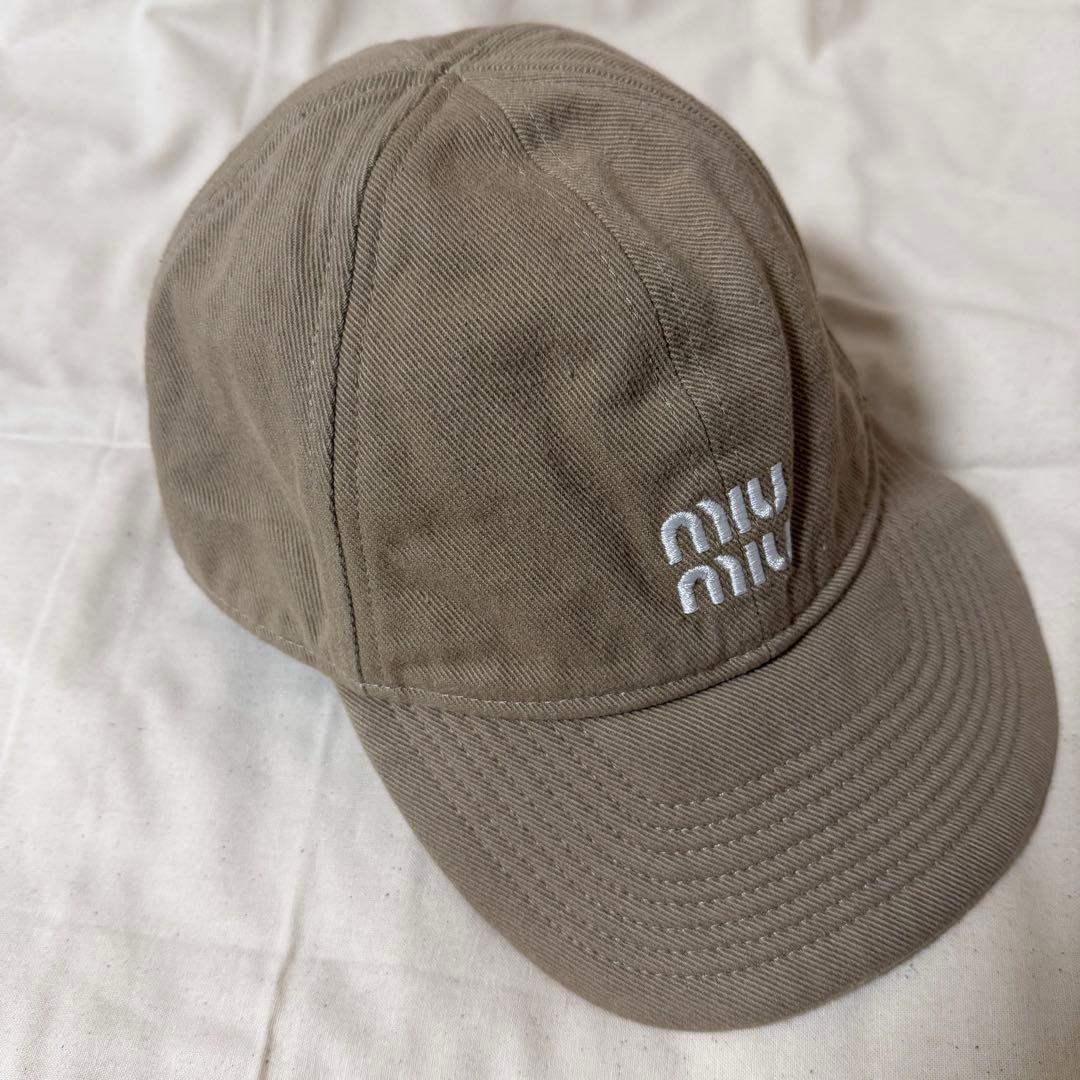 【土日限定値下げ】miu miu デニム ベースボールキャップ ベージュS